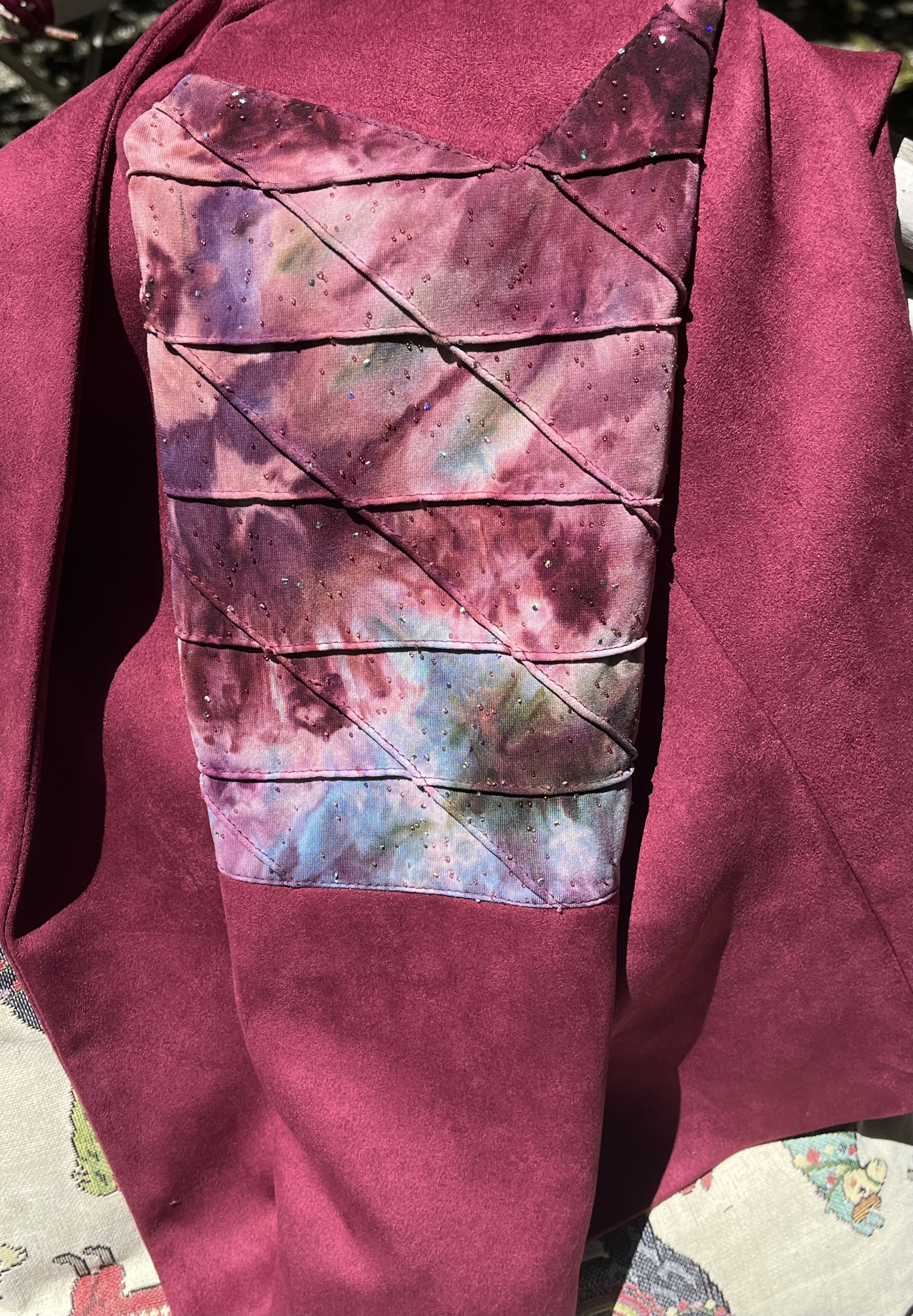 Close up of patches on sleeves